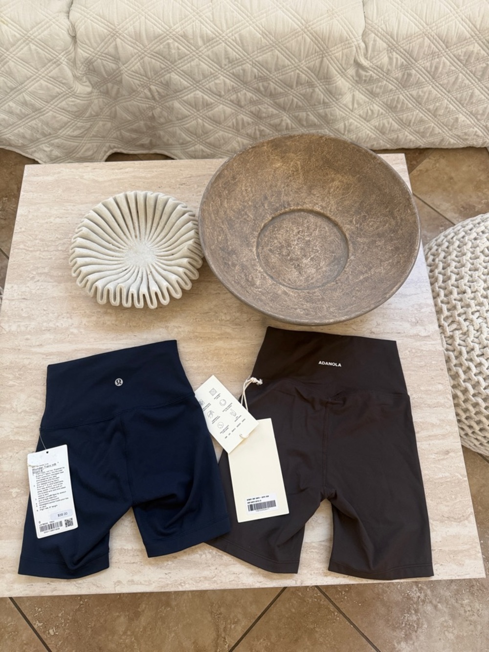 lululemon & Adanola Women’s HighWaist Bike Shorts in Navy and Brown - NWT - 0/XS